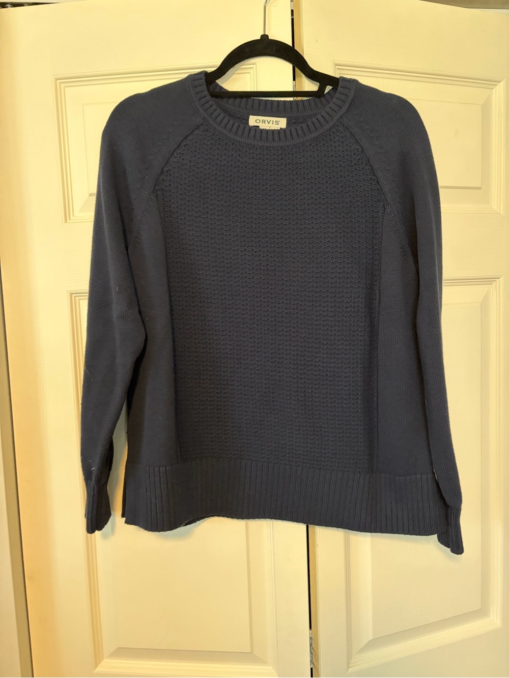 Orvis Women's Slate Blue Crewneck Textured Knit Sweater